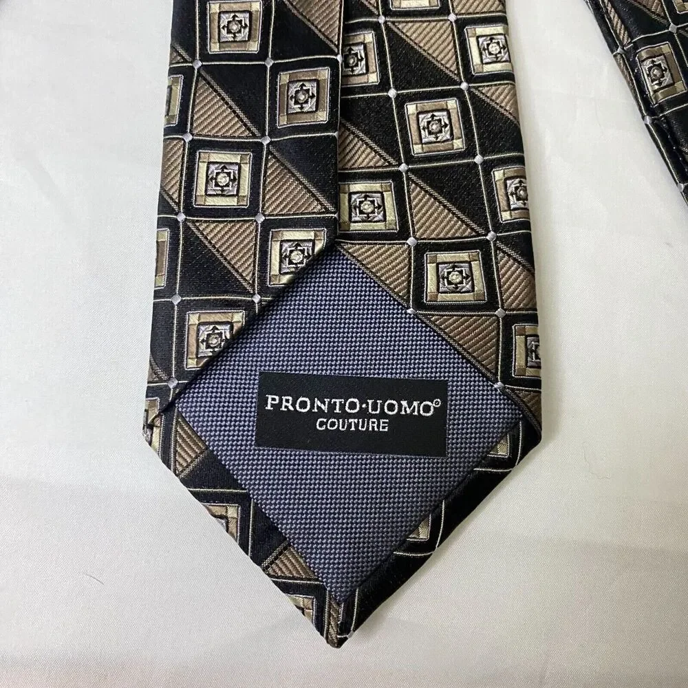 #6601 Pronto-uomo Couture Bronze and Black Mens Necktie, Tie
